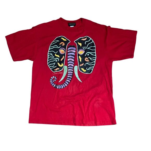 Susan Castillo Abstract Elephant, Large, Red, Multicolor   Cotton - Picture 1 of 9